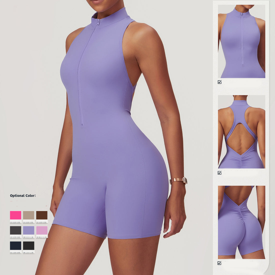 Fitness Yoga Jumpsuit With Zipper Summer