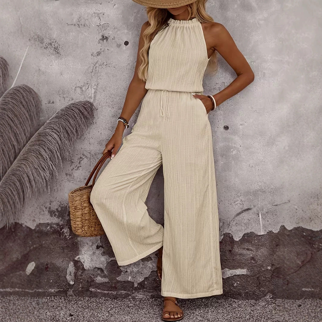 Womens Draped-Neck Vest And Casual Pants Set 1Heartof5