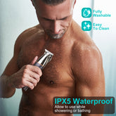 1Set All In One Beard Trimmer For Men With 5 Trimmer Heads IPX5 Waterproof Electric Razor For Face Nose Body Beard Cordless Hair Shaver Clipper Grooming Kit For Men Husband Father 1Heartof5