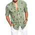 Linen color matching lapel shirt men