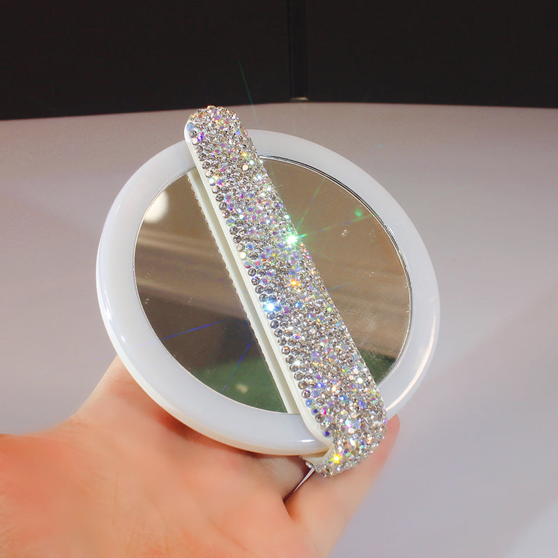 Diamond Embedded Portable LED Makeup Mirror 1Heartof5