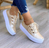 Lace-up Flats Sneakers Women Rivet Casual Shoes My Store