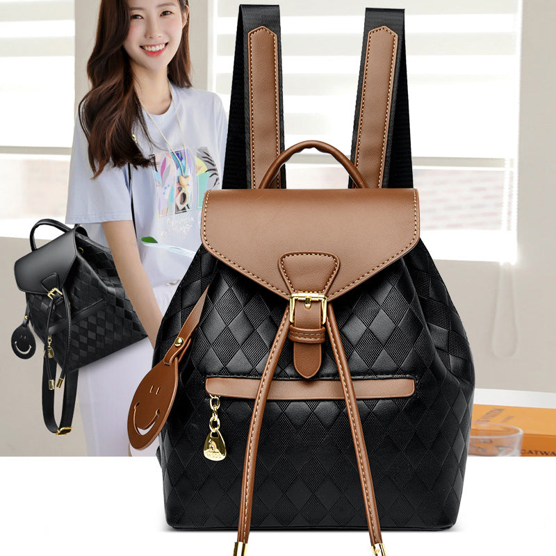 Female Leather Backpack Shoulder School Travel Bag