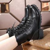 Thin black leather ankle boots My Store
