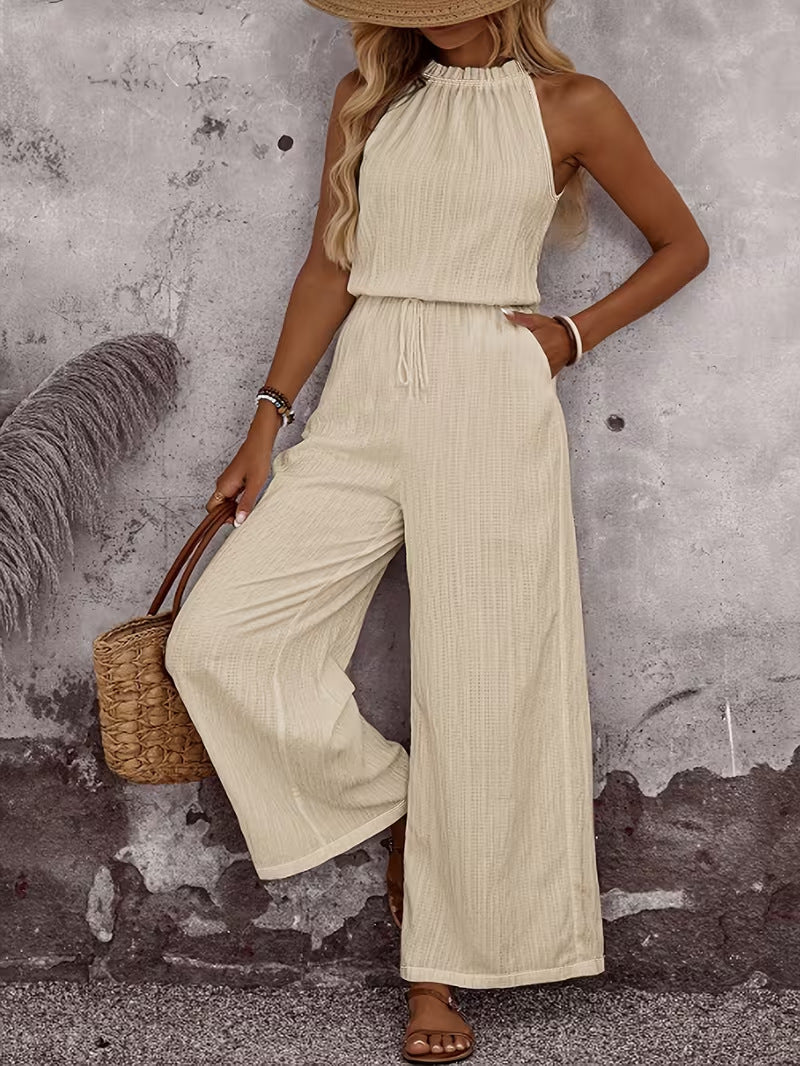 Womens Draped-Neck Vest And Casual Pants Set 1Heartof5