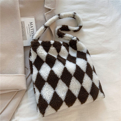 Love Heart Shoulder Bags Winter Plush Shopping Bags For Women My Store