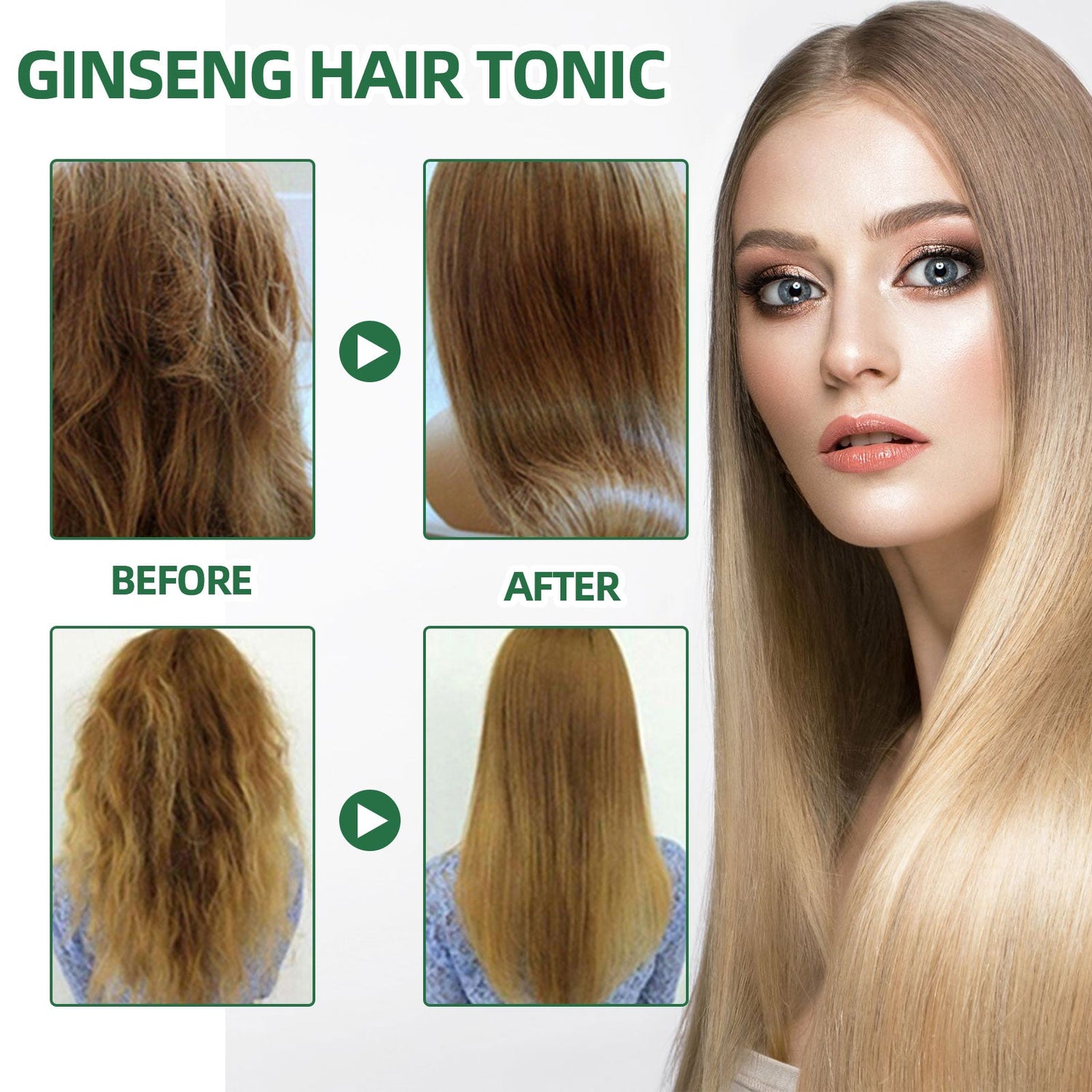 OUHOE Ginseng Hair Growth Lotion Ginseng  Moisturizing Hair Care Hair Growth Spray 1Heartof5