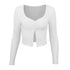 Long Sleeved Crop Cardigan Top Sexy Button Knit T-shirt My Store