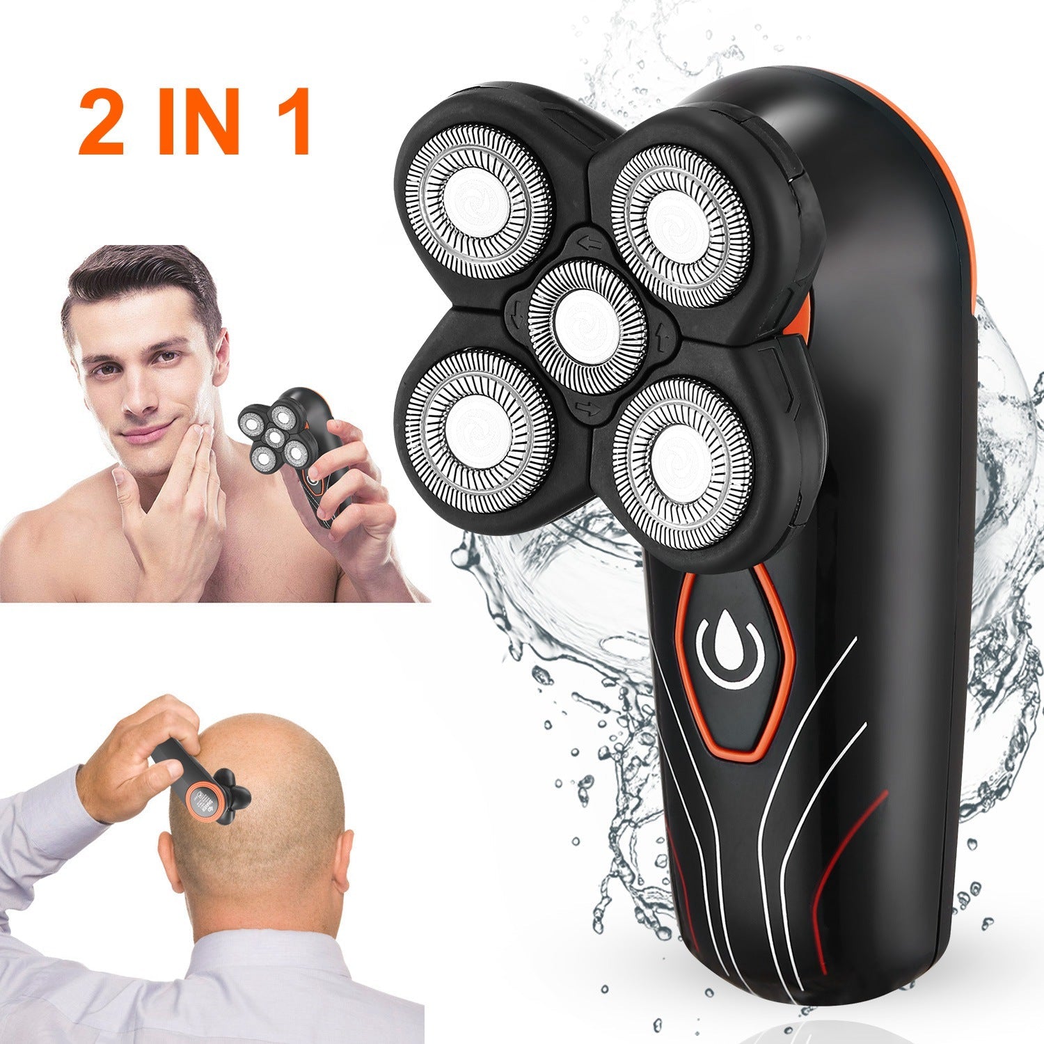 4D Electric Shavers Razor IPX7 Waterproof Wet & Dry 5 Floating Head Rotary Shavers Rechargeable Beard Trimmer Shaving Razor For Men 1Heartof5
