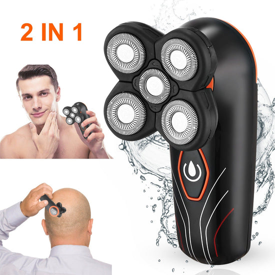 4D Electric Shavers Razor IPX7 Waterproof Wet & Dry 5 Floating Head Rotary Shavers Rechargeable Beard Trimmer Shaving Razor For Men 1Heartof5