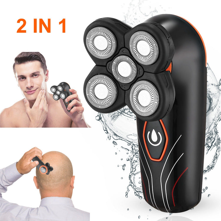 4D Electric Shavers Razor IPX7 Waterproof Wet & Dry 5 Floating Head Rotary Shavers Rechargeable Beard Trimmer Shaving Razor For Men 1Heartof5