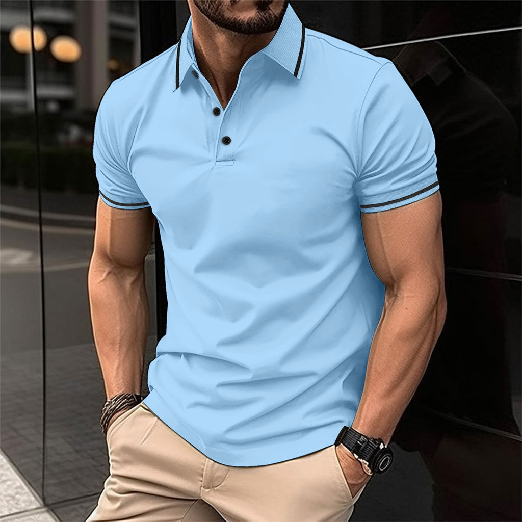 Men's Lapel Short Sleeve Polo Shirt Summer Sports Casual Tops