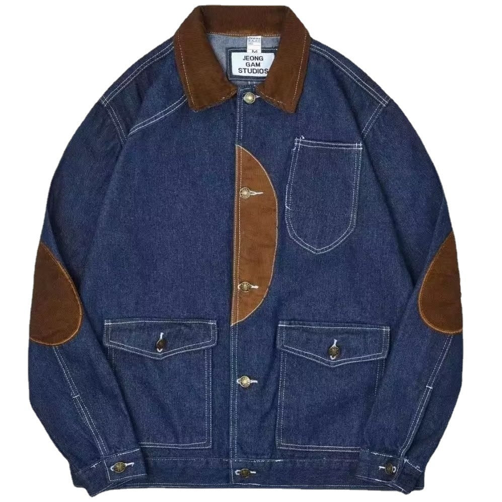 Workwear Retro Tough Safari Jacket Washed Denim Tough Guy Coat Men Fashion Brands Shirt My Store