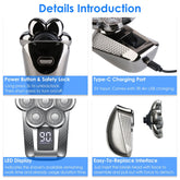 1Pc Head Shavers For Bald Men 5 In 1 7D Electric Rotary Razor Rechargeable Cordless Head Beard Trimmer Shaver Kit IPX6 Waterproof Dry Wet Grooming Kit With 3 Combs 1Heartof5