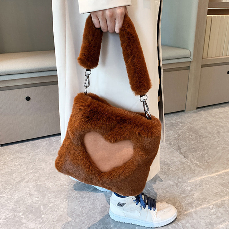 Love Handbags Winter Plush Shoulder Bags For Women My Store