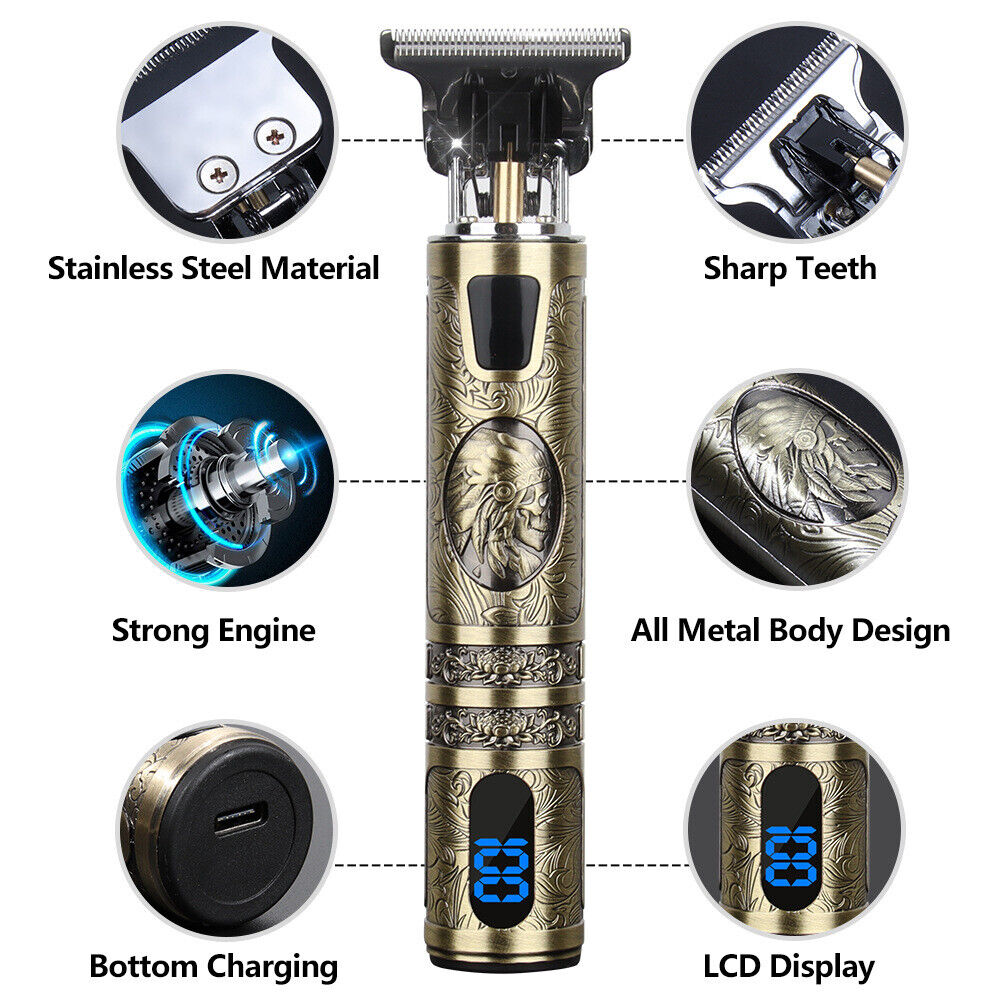 Beard Trimmer Hair Clippers Cordless Hair Cutting Kit Barber Shaving Machine For Men USB Rechargeable 1Heartof5