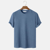 Men Summer Solid Color Round Neck Basic T-Shirts My Store