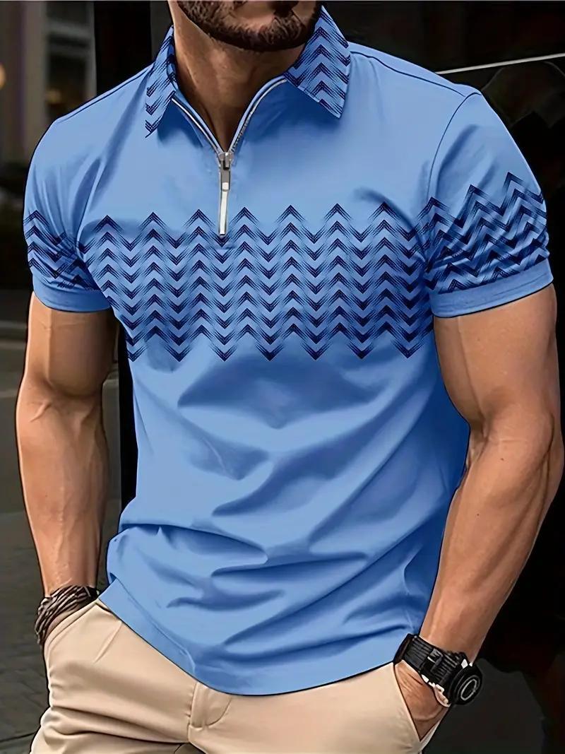 Printed Golf Shirt For Men Polyester Fiber