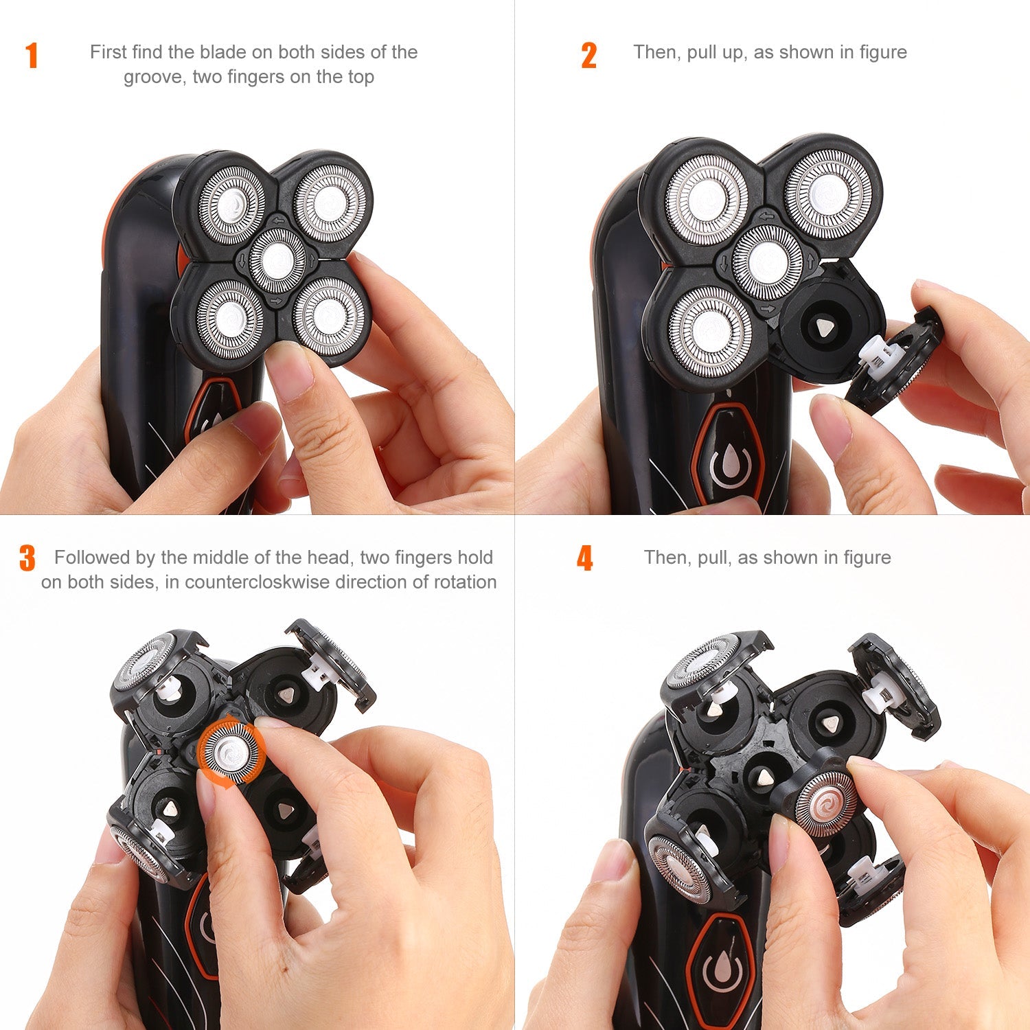 4D Electric Shavers Razor IPX7 Waterproof Wet & Dry 5 Floating Head Rotary Shavers Rechargeable Beard Trimmer Shaving Razor For Men 1Heartof5