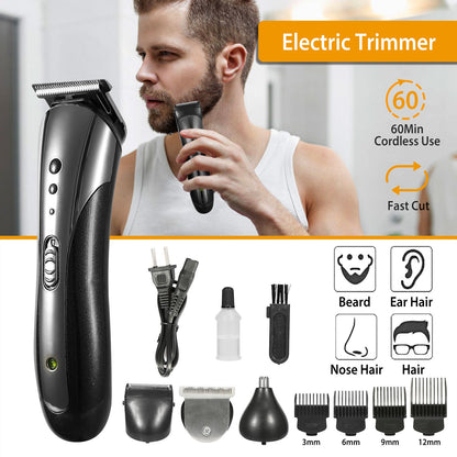 Men Electric Hair Clipper Trimmer Rechargeable Beard Shaver Razor Nose Trimmer Set 1Heartof5