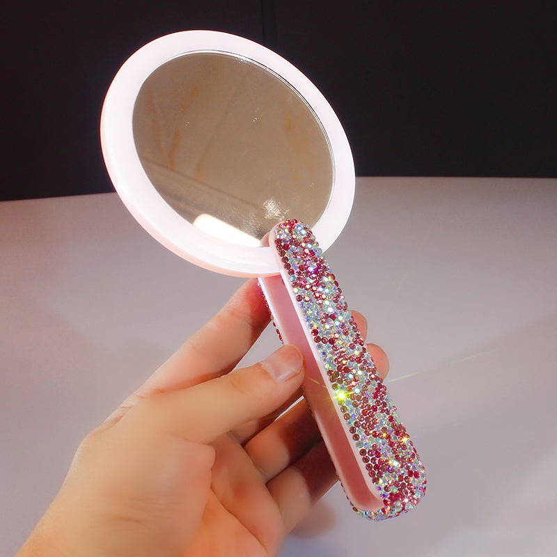 Diamond Embedded Portable LED Makeup Mirror 1Heartof5