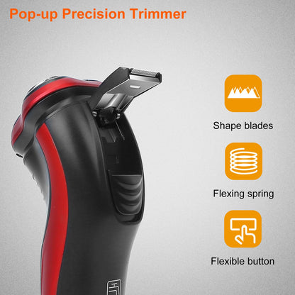 Electric Shaver Razor For Men IPX7 Waterproof Beard Trimmer 3D Rechargeable Painless Rotary Shaver With Trimmer 2 In 1 Electric Shaver 1Heartof5