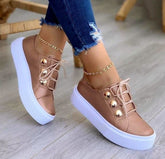 Lace-up Flats Sneakers Women Rivet Casual Shoes My Store