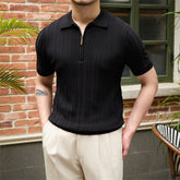 All-matching Slim Fit Sunken Stripe Knitwear Short Sleeve My Store