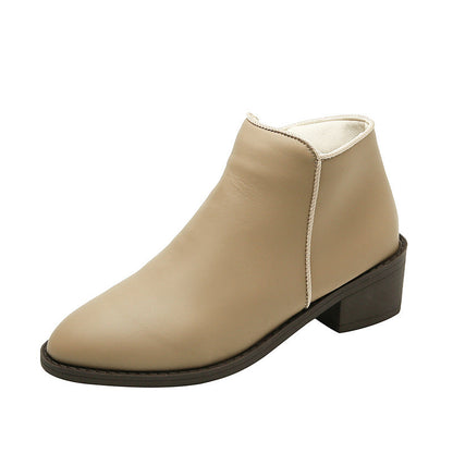 Ankle Boots Women Chunky Mid Heel Shoes Waterproof Side Zipper Boots My Store