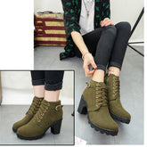Chunky Block Heel Boots Buckle Ankle Boots Women Shoes My Store