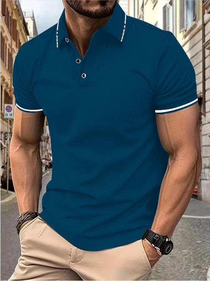 Men's Lapel Short Sleeve Polo Shirt Summer Sports Casual Tops