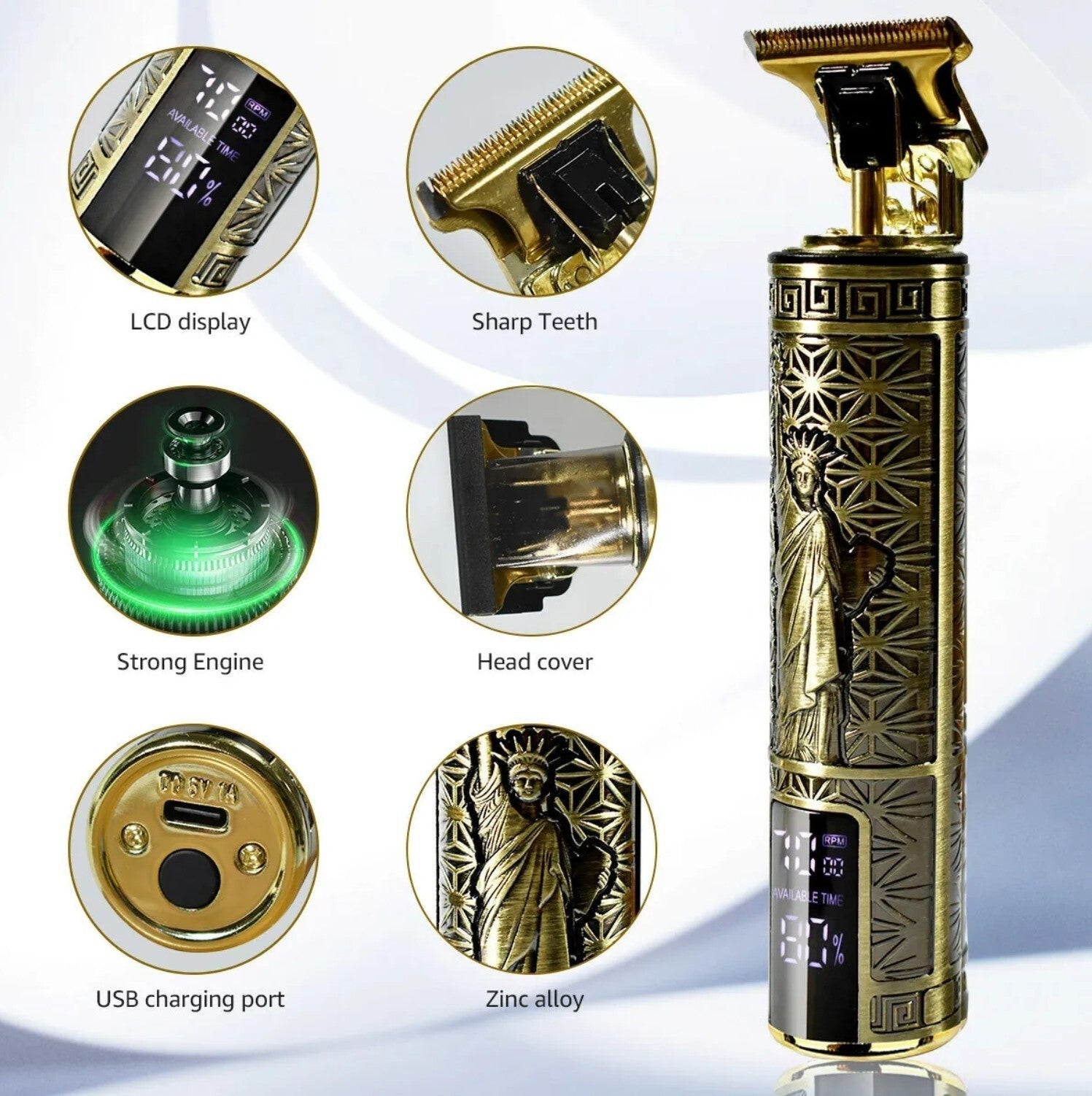 Beard Trimmer Hair Clippers Cordless Hair Cutting Kit Barber Shaving Machine For Men USB Rechargeable 1 PCS 1Heartof5