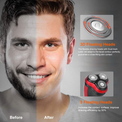 Electric Shaver Razor For Men IPX7 Waterproof Beard Trimmer 3D Rechargeable Painless Rotary Shaver With Trimmer 2 In 1 Electric Shaver 1Heartof5