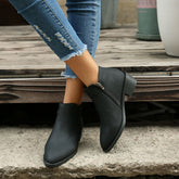Ankle Boots Women Chunky Mid Heel Shoes Waterproof Side Zipper Boots My Store