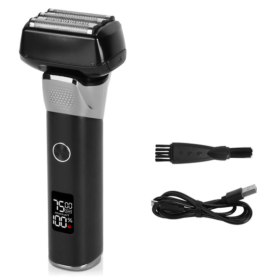Electric Foil Face Shaver 5-Blade Electric Razor For Men Wet & Dry Jawline Beard Trimmer Precision Sideburn Shavers IPX6 Waterproof With LED Display Cleaning Brushes 1Heartof5