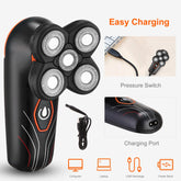 4D Electric Shavers Razor IPX7 Waterproof Wet & Dry 5 Floating Head Rotary Shavers Rechargeable Beard Trimmer Shaving Razor For Men 1Heartof5