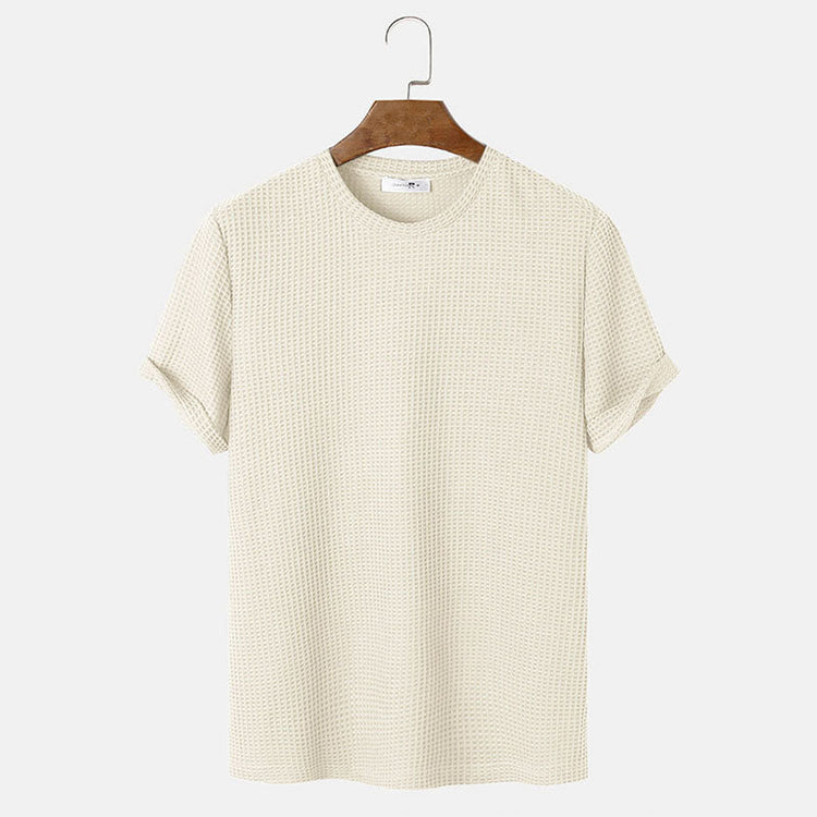 Men Summer Solid Color Round Neck Basic T-Shirts My Store