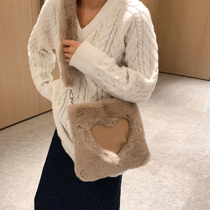 Love Handbags Winter Plush Shoulder Bags For Women My Store