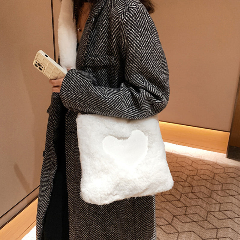 Love Handbags Winter Plush Shoulder Bags For Women My Store