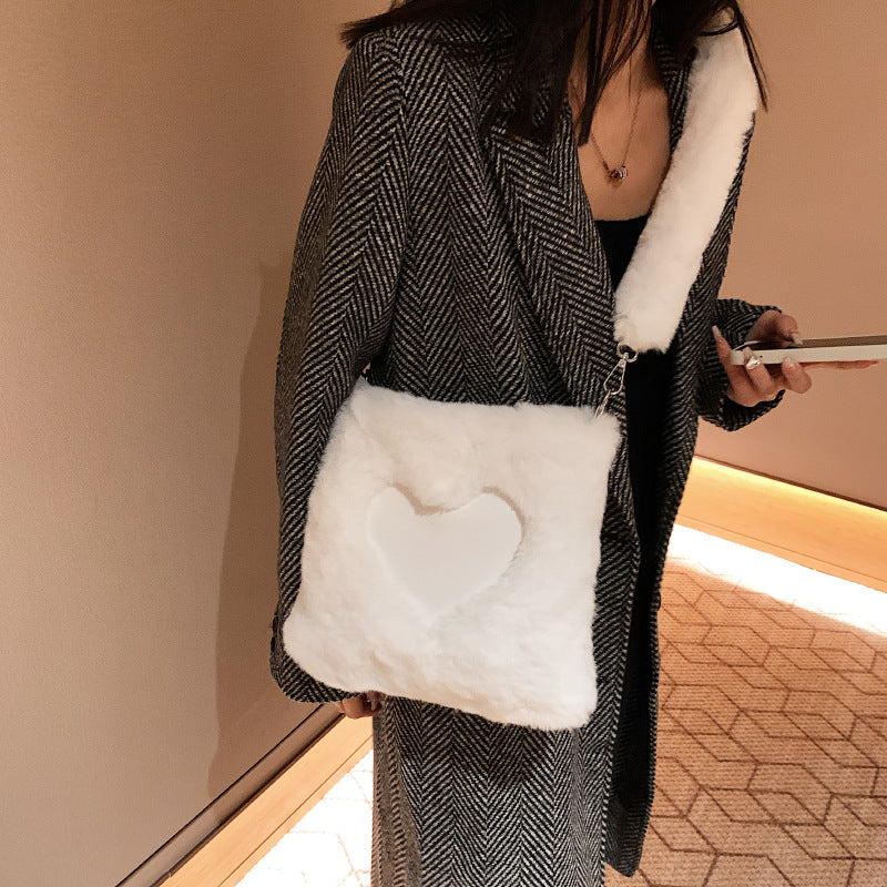 Love Handbags Winter Plush Shoulder Bags For Women My Store