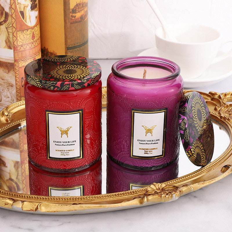 Embossed Glass Fragrance Handmade Gift Aromatherapy Soy Candles My Store