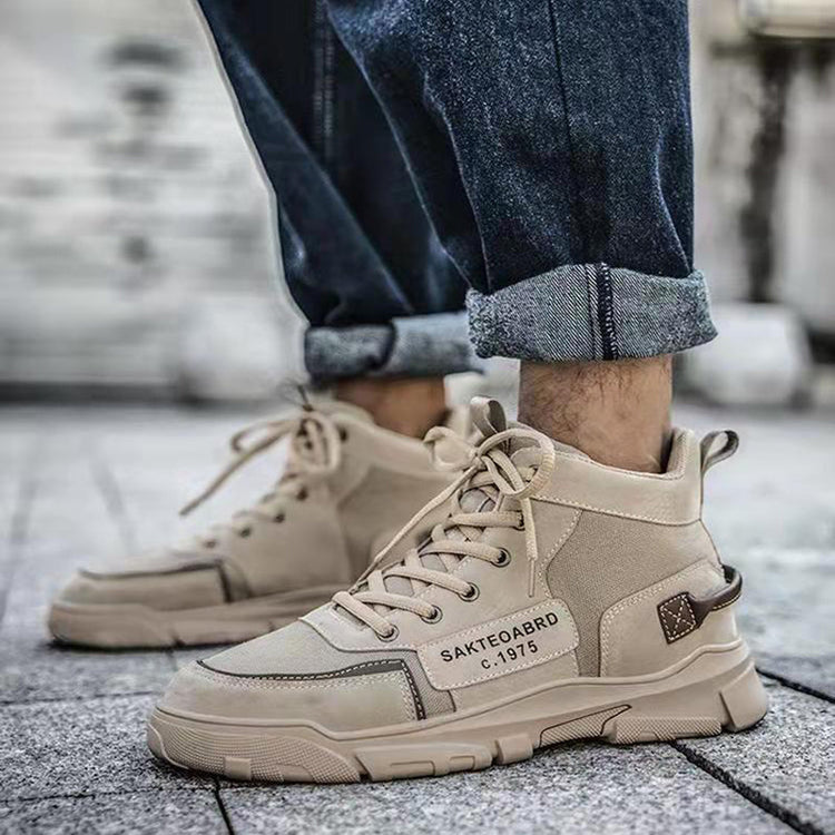 Ankle Boots Men Lace-up Martin Boots Platform Canvas Shoes My Store