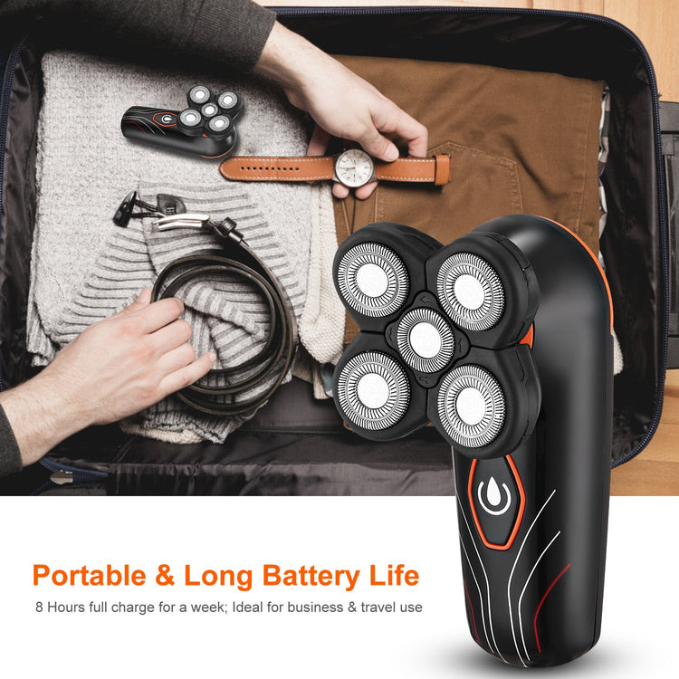 4D Electric Shavers Razor IPX7 Waterproof Wet & Dry 5 Floating Head Rotary Shavers Rechargeable Beard Trimmer Shaving Razor For Men 1Heartof5