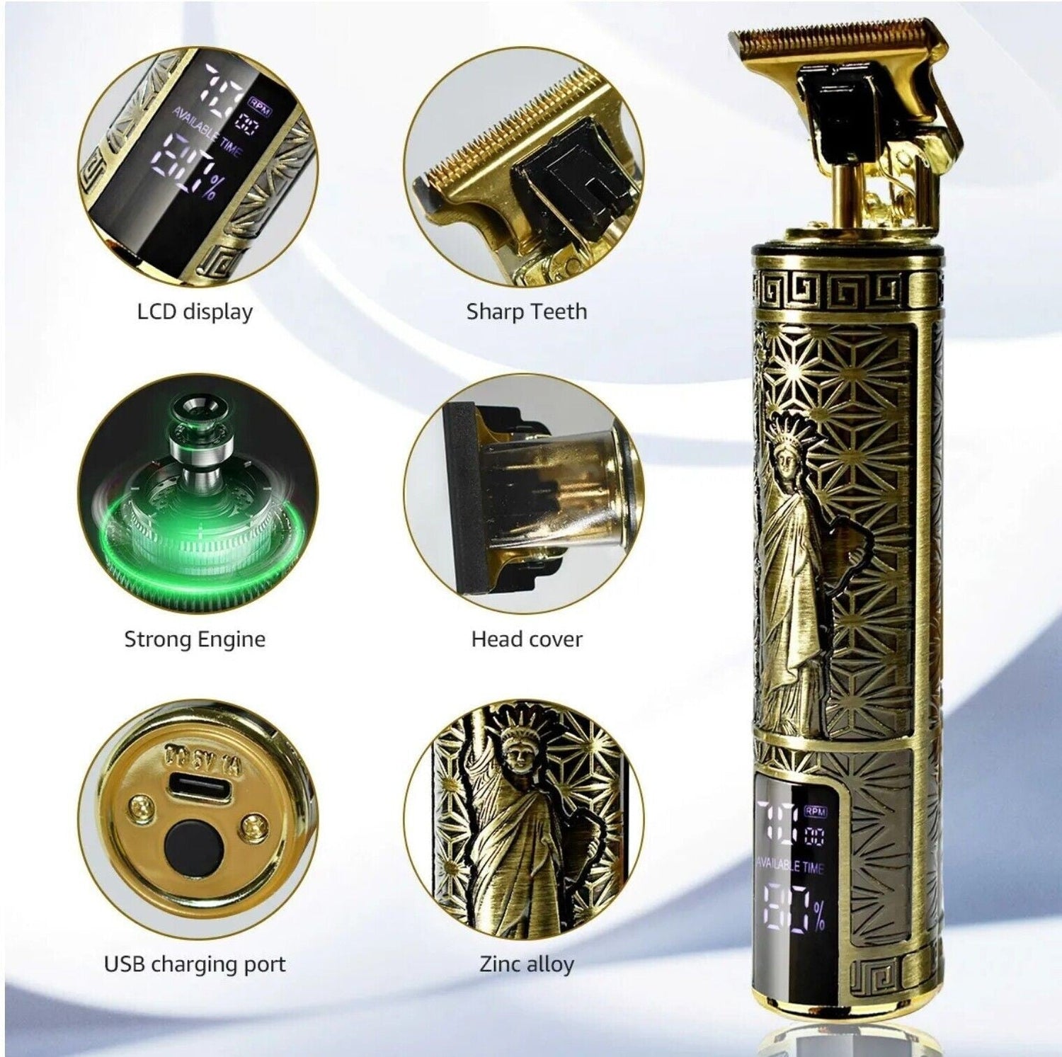 Beard Trimmer Hair Clippers Cordless Hair Cutting Kit Barber Shaving Machine For Men USB Rechargeable 1 PCS 1Heartof5