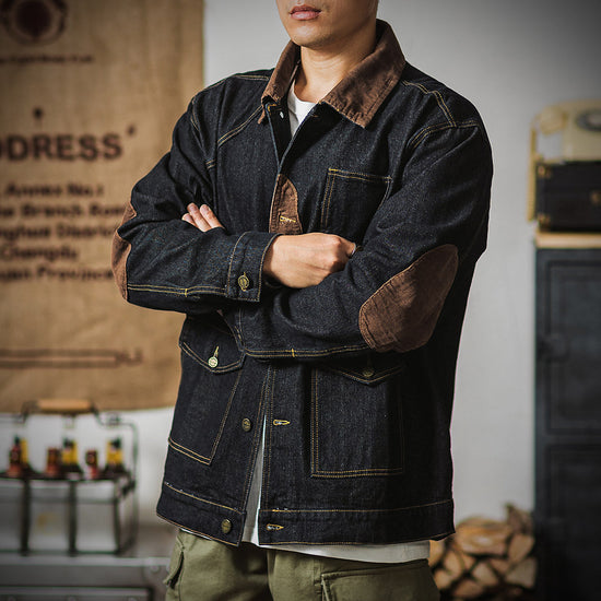 Workwear Retro Tough Safari Jacket Washed Denim Tough Guy Coat Men Fashion Brands Shirt My Store
