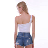 Summer Sexy One-shoulder Vest Crop Top Sleeveless T-Shirt Tank Tops Women Clothing My Store