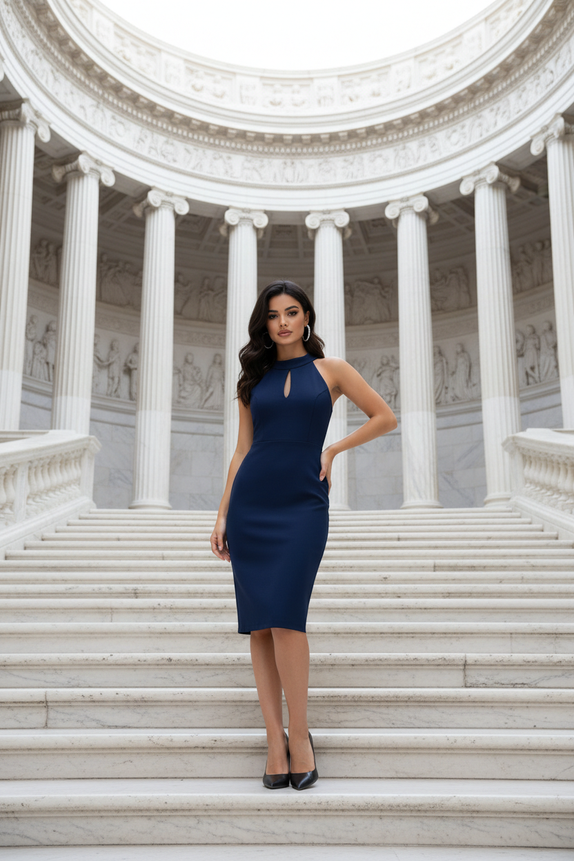Navy Blue short sleeve dress 1Heartof5