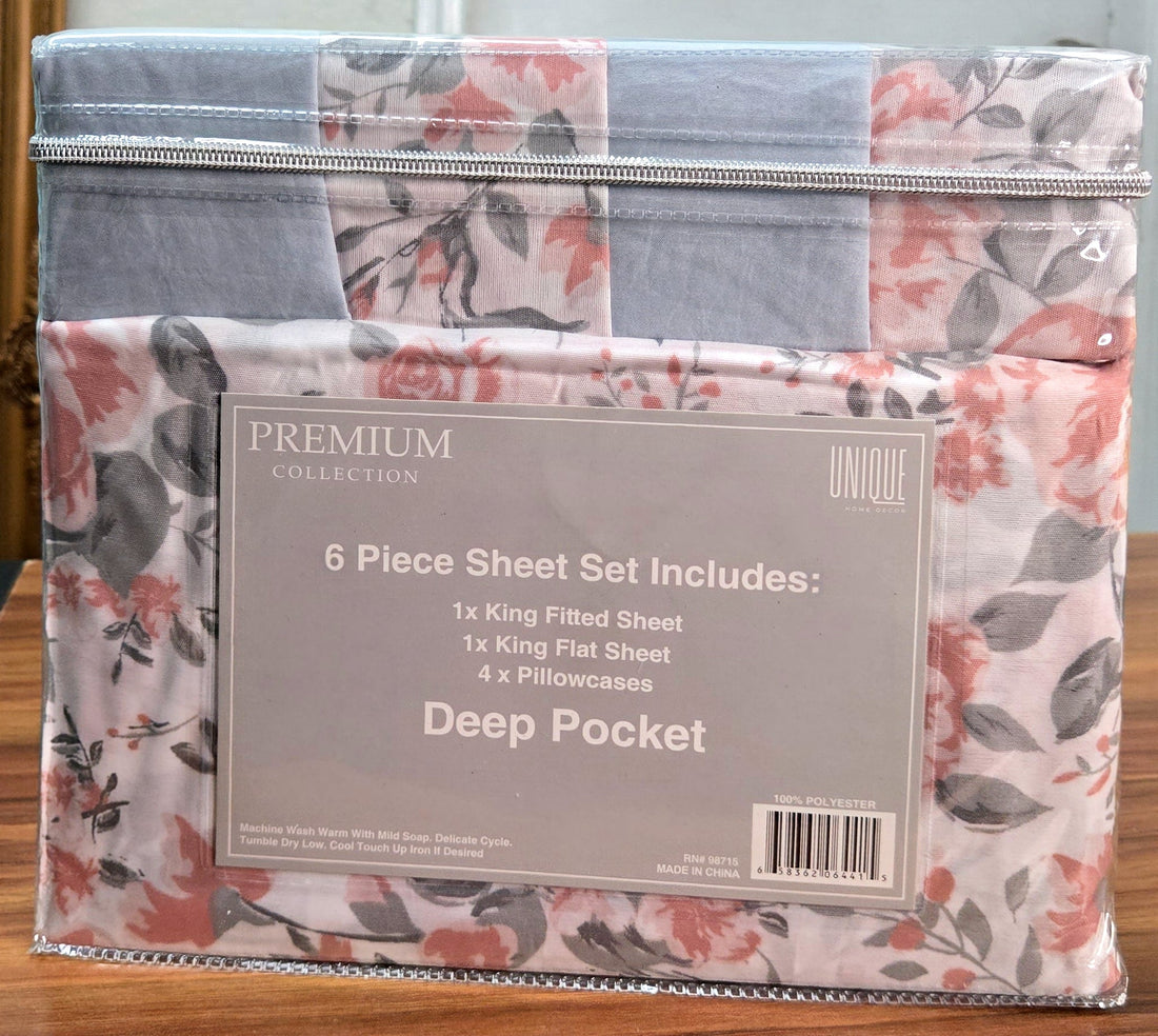 Luxury 6 Piece King Size Sheet Set