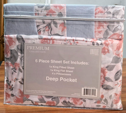 Luxury 6 Piece King Size Sheet Set